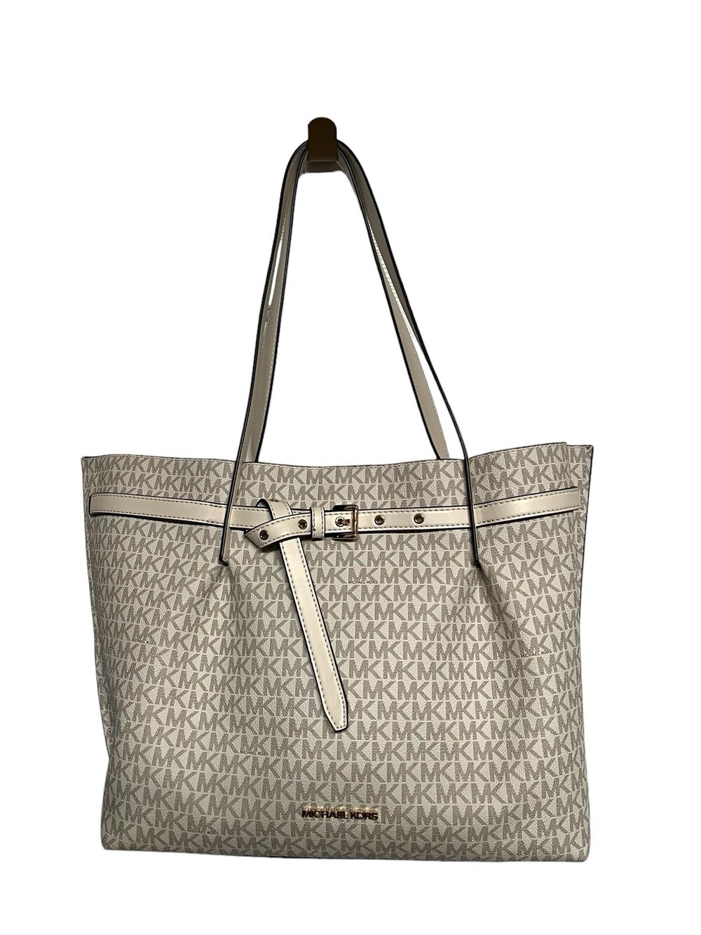 Michael Kors Emilia Large  Signature Tote Purse  White EUC Bag